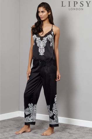 Lipsy Lace Print Cami Long PJ Set